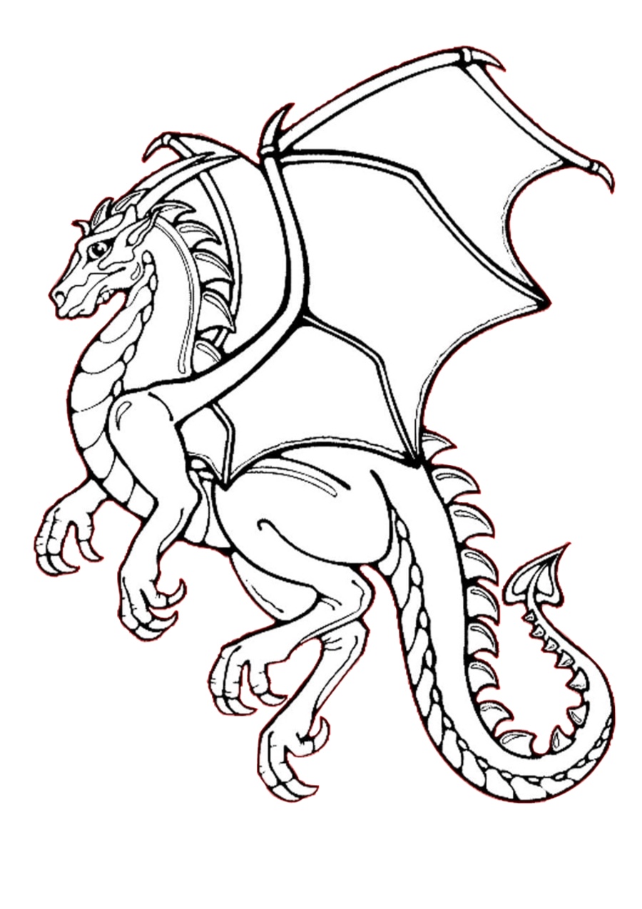 Heart-tail Printable Dragon Coloring Pages for Adults
