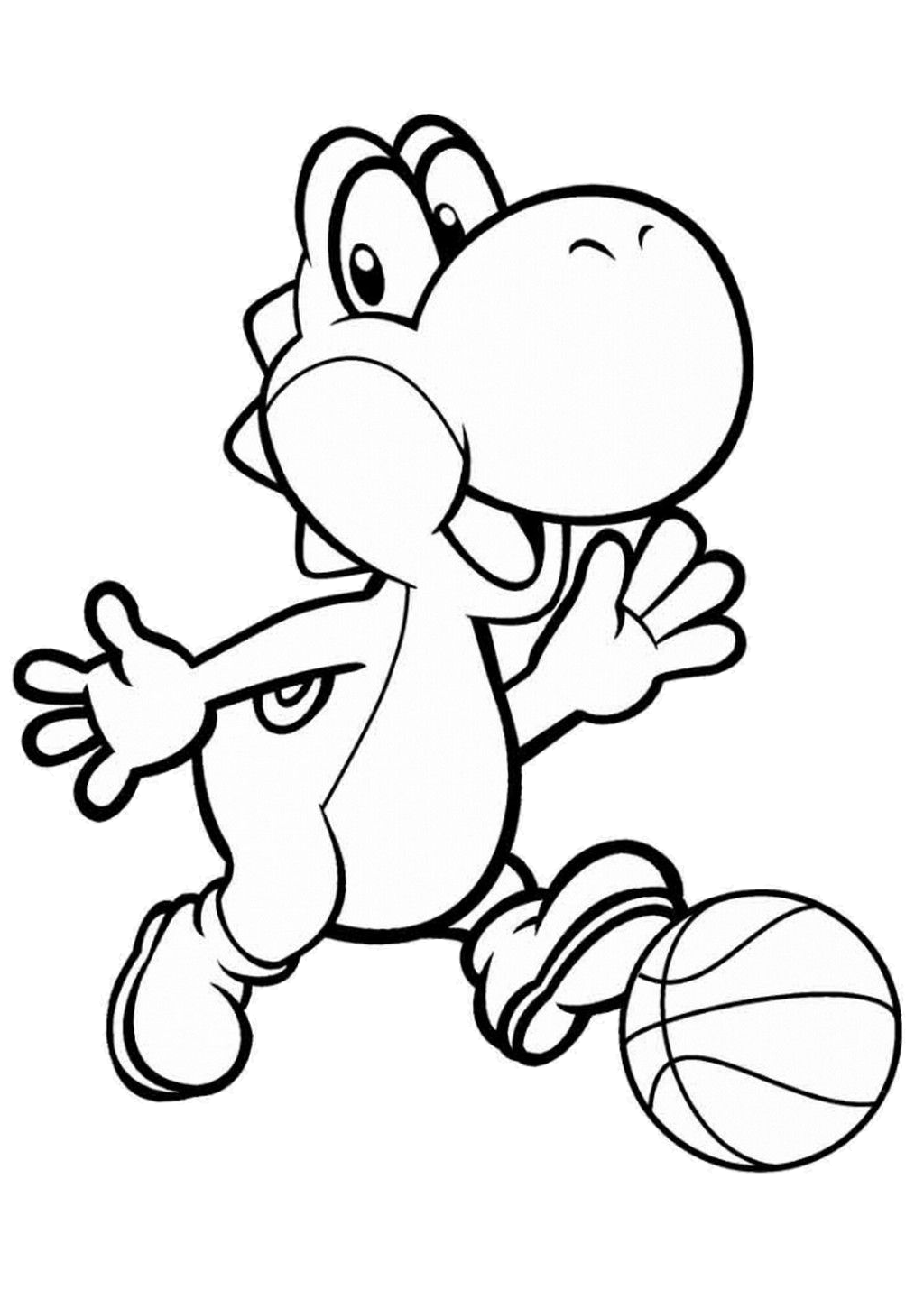 Mario Dinosaur Land Yoshi Coloring Pages Happy Yoshi Playing With a Ball
