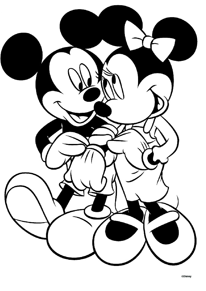 Mickey Mouse and Minnie Mouse Coloring Pages Going for a Long Walk