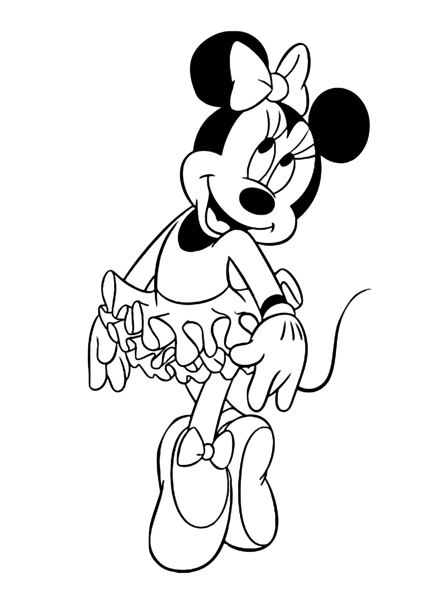 Minnie Mouse Coloring Pages Minnie Mouse Practicing Dance Steps Ballerina