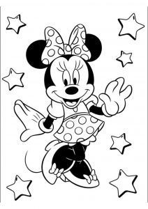 Minnie Mouse Coloring Pages Minnie Mouse Star Performance Polka Dots and Red Color