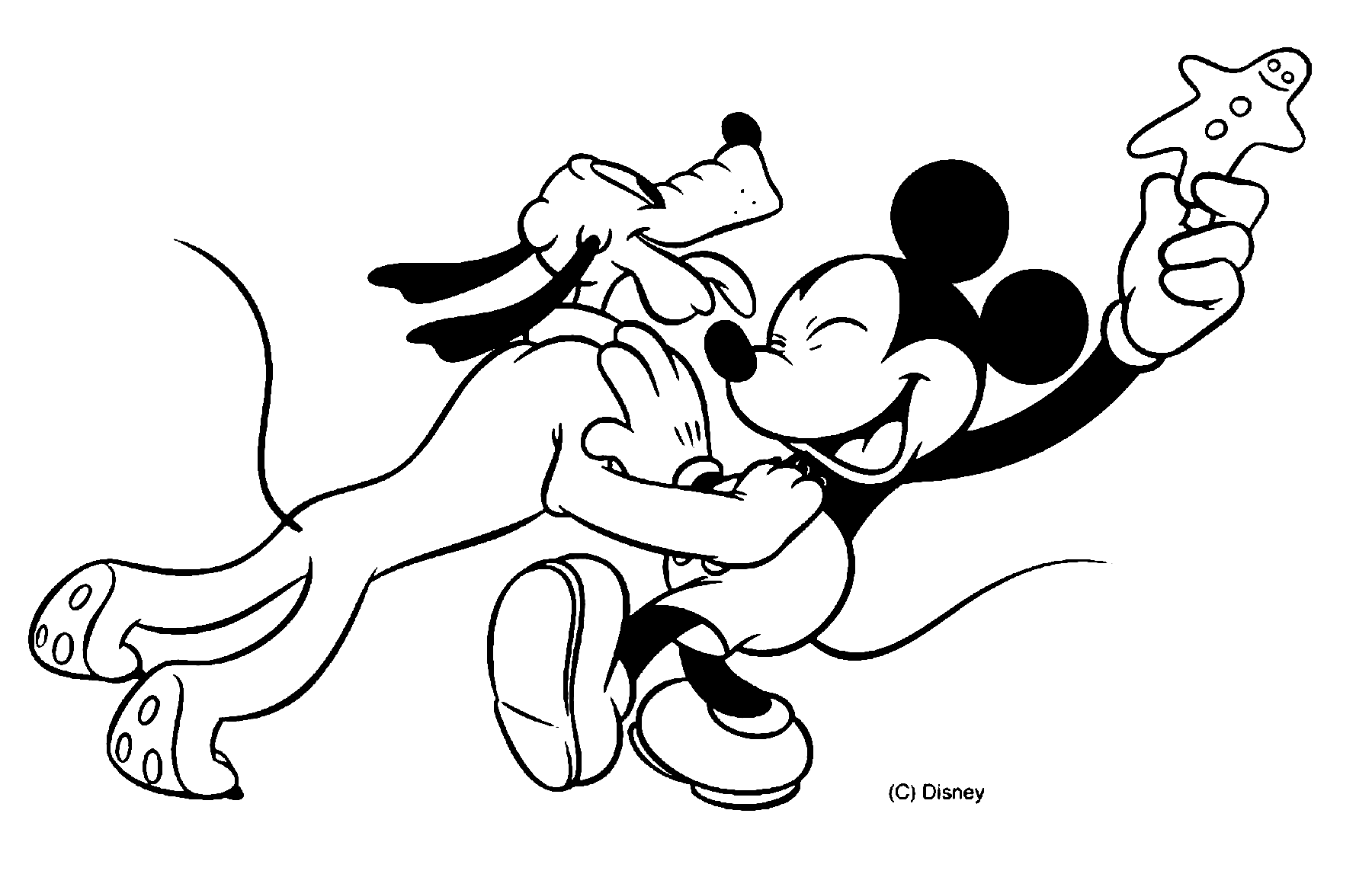 Pluto and Mickey Mouse Coloring Page for Boys