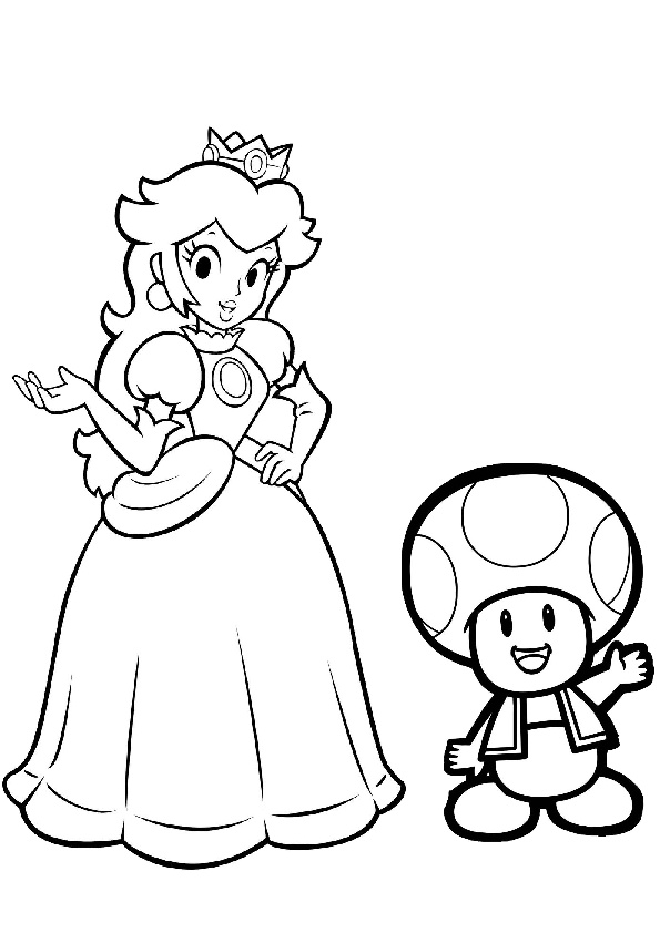 Princess Peach Mario Toad Mushroom Head Coloring Pages for Girls