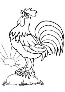 Printable Crowing Rooster Coloring Page