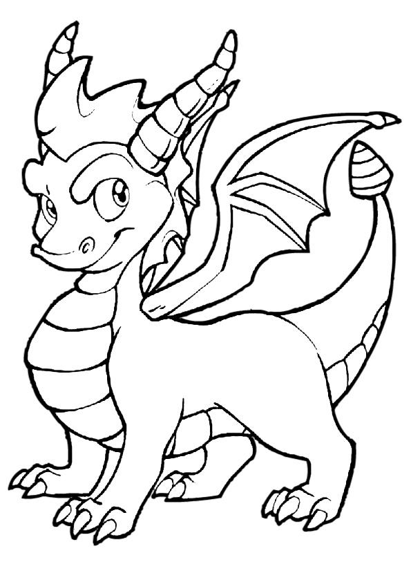 Sarcastic Look Dragon with Huge Horns Coloring Pages