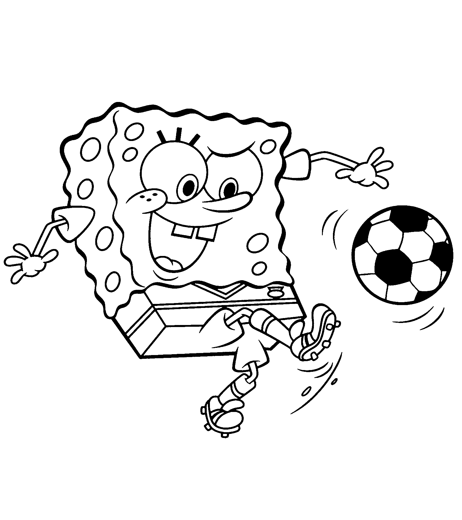 Printable soccer coloring pages - Spongebob Kicking Football