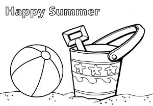 Summer Beach Coloring Pages Beach Ball and Sand Bucket Picture for Kids