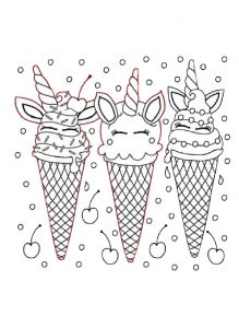 Summer Unicorn Ice Cream Coloring Pages