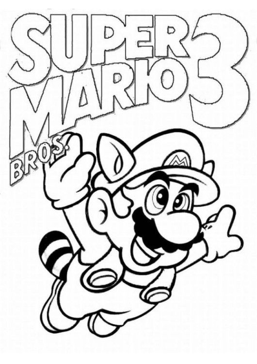 Super Mario 3 Coloring Pages Cool Looking Mario with a Funny Tail