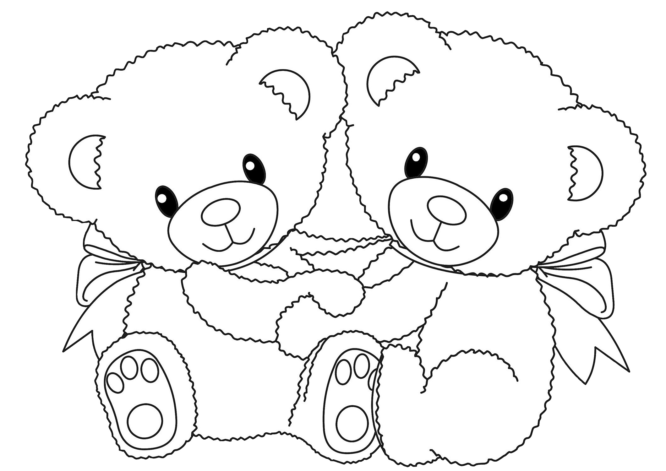 Two Cute Teddy Bear Coloring Pages Print Color Craft - Bank2home.com