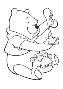 Winnie the Pooh Bear with Hunny Coloring Pages