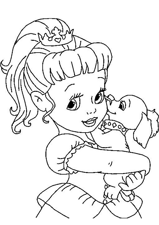 Cute Looking Baby Cinderella with Her Pet Printable Coloring Pages