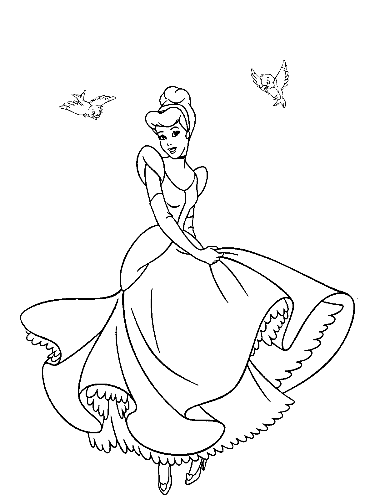Gorgeous Princess Cinderella Printable Coloring Page for Girls