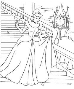 Printable Cinderella Coloring Pages for Kids She is Walking Away from the Castle