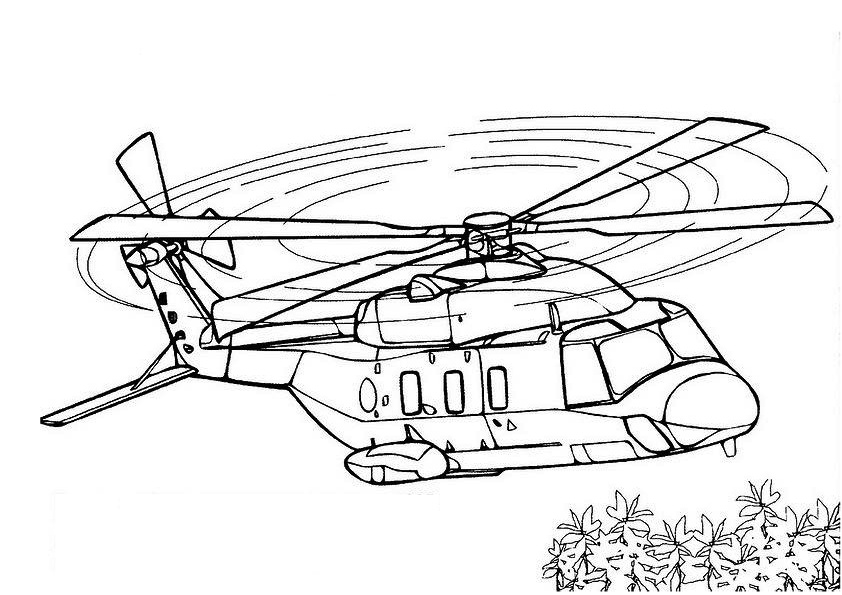 airplane and helicopter coloring pages