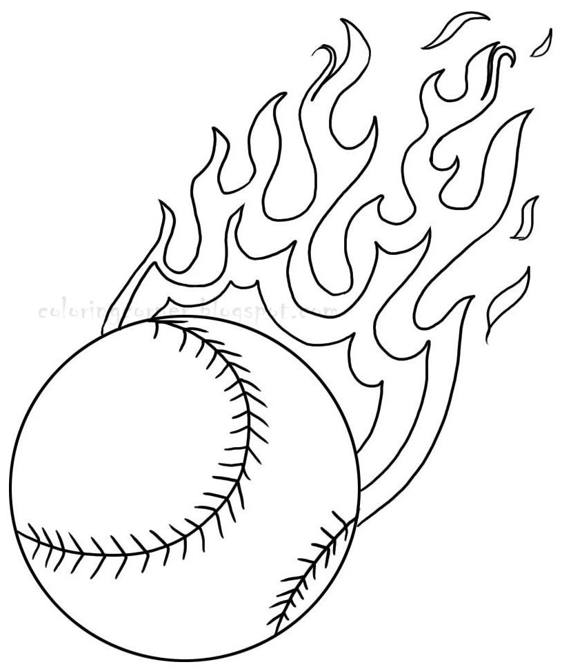 Fire throw baseball in fire coloring page