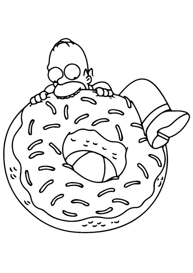 Aesthetic Printable Coloring Pages Homer Simpson Eating Huge Donuts