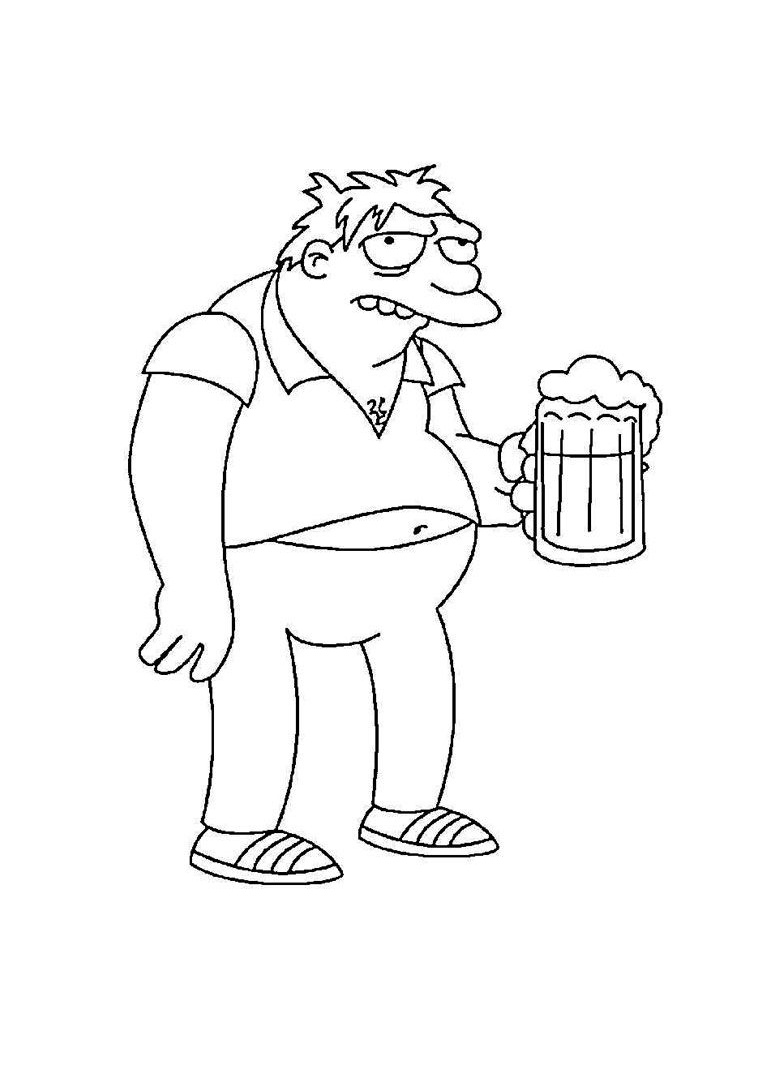 Barney Gumble Simpsons Coloring Pages Homer Simpson Best Friend Town Drunk