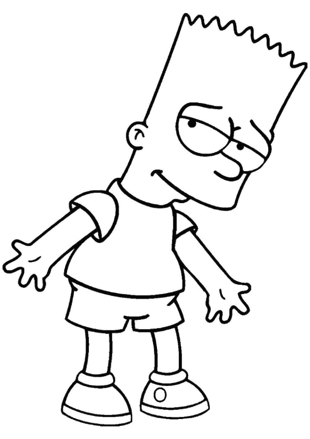 Bart Simpson Coloring Pages Printable Pages of Funny Looking Bart