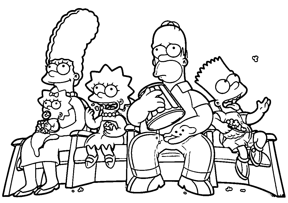 Halloween Simpson Family Printable Coloring Pages Simpsons Watching Halloween Special Movie