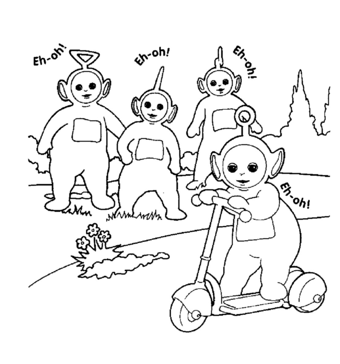 Happy Teletubbies Coloring Pages