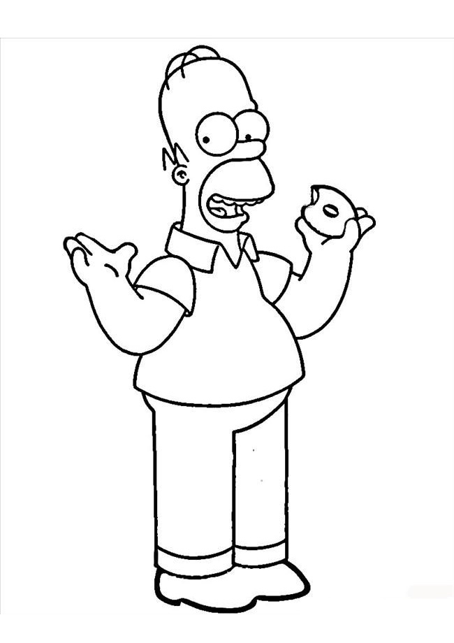 Homer Simpson Coloring Pages Print and Color Homer Simpson Eating Donut