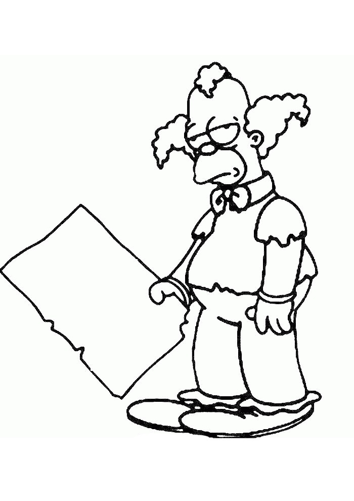 Krusty the Clown Free Printable Coloring Pages Simpsons Krusty Looking Sad and Tired