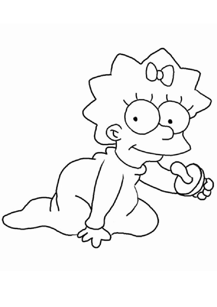 Maggie Simpsons Coloring Pages A4 Full Size 1-year-old Marge Homer Simpsons Daughter