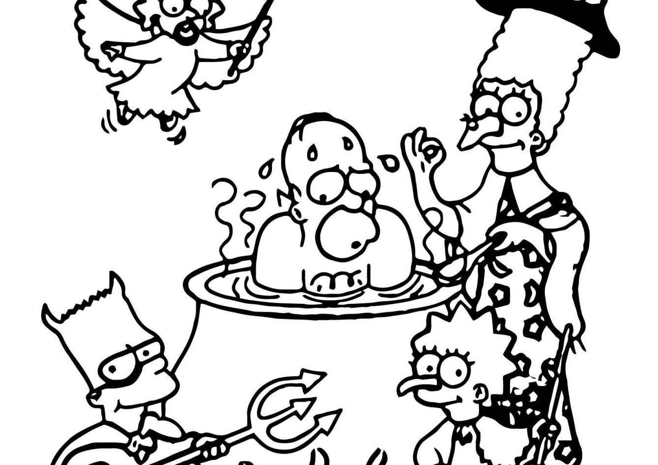 Simpson Family Cooking Homer Simpson Free Coloring Pages