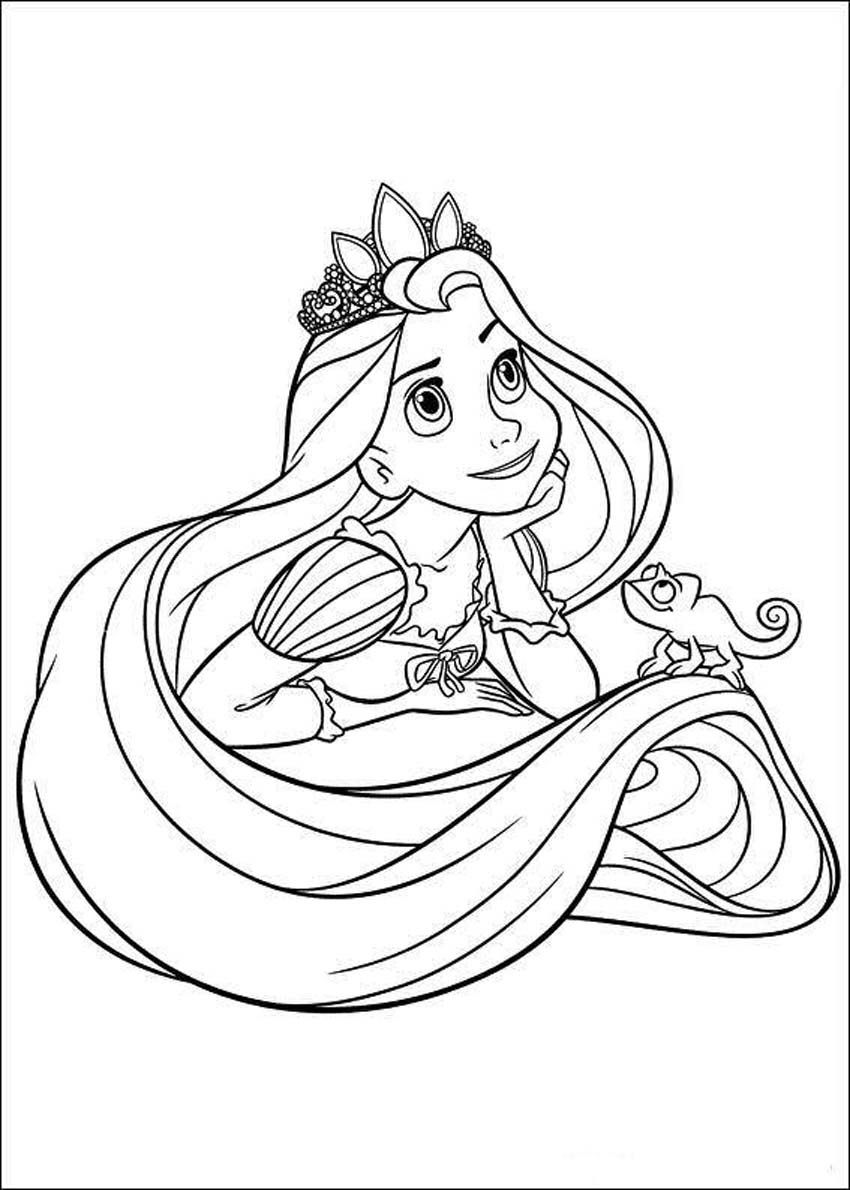 Tangled Easy Coloring Pages Disney Princess Rapunzel Day Dreaming
