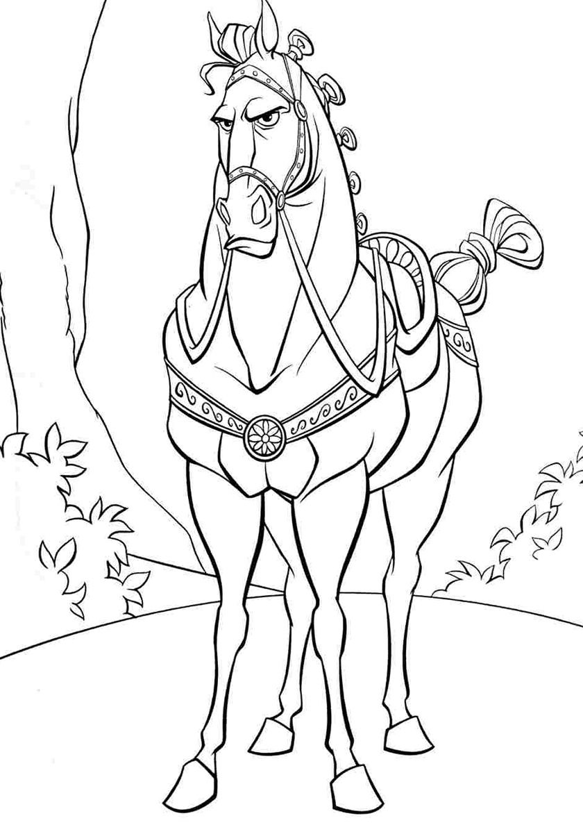Tangled Maximus Coloring Page Royal Horse Maximus Angry at Flynn Rider