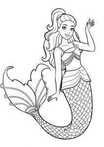 Beautiful Mermaid Barbie Coloring Pages for Girls