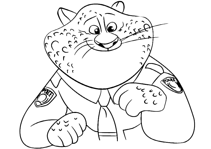 Cheetah Benjamin Clawhauser Zootopia Coloring Pages Disney