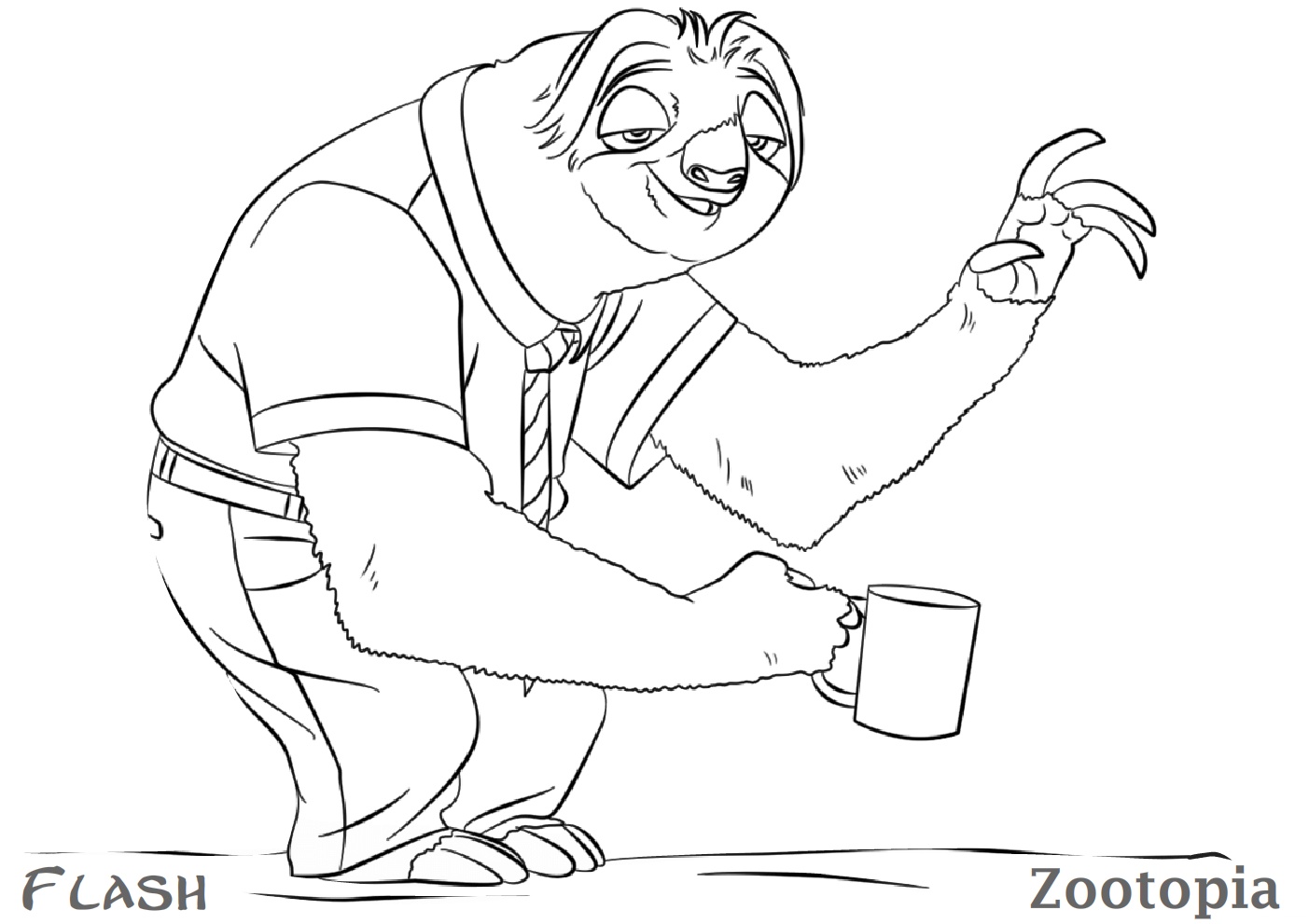 Flash Sloth Zootopia Coloring Pages