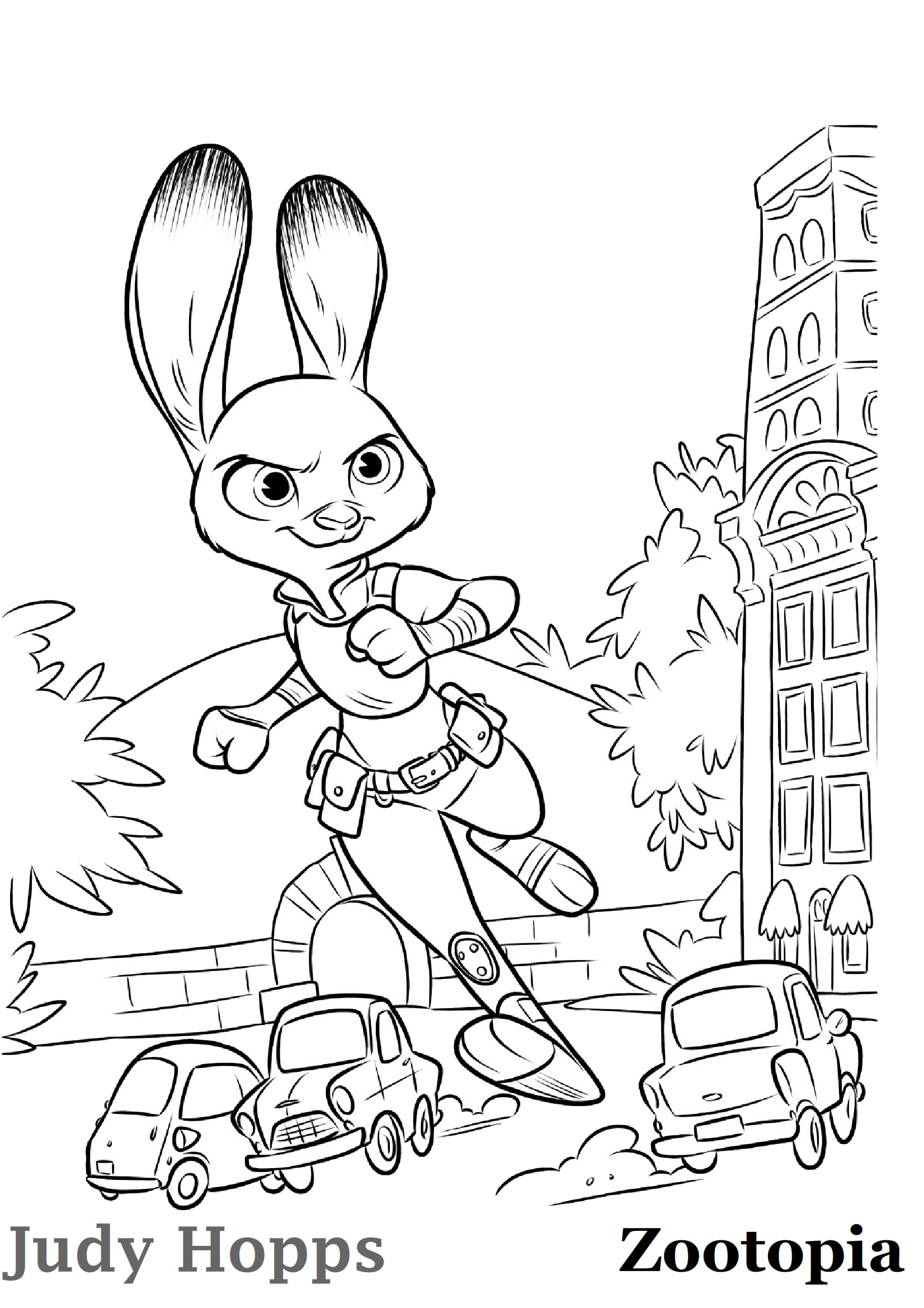 Judy Hopps Zootpia Coloring Page Judy Chasing Theif