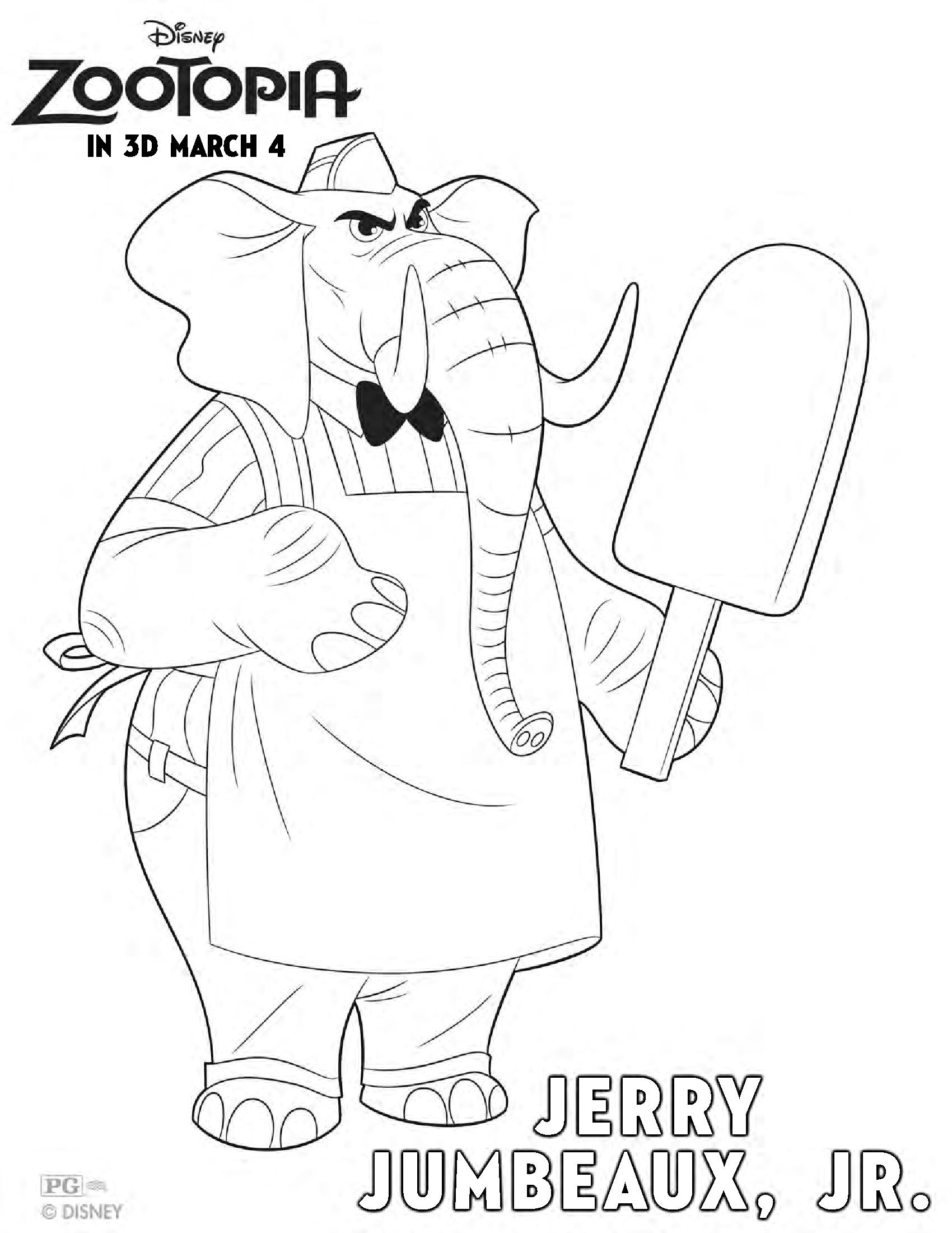 Jerry Jumbeaux Zootopia Elephant Coloring Pages