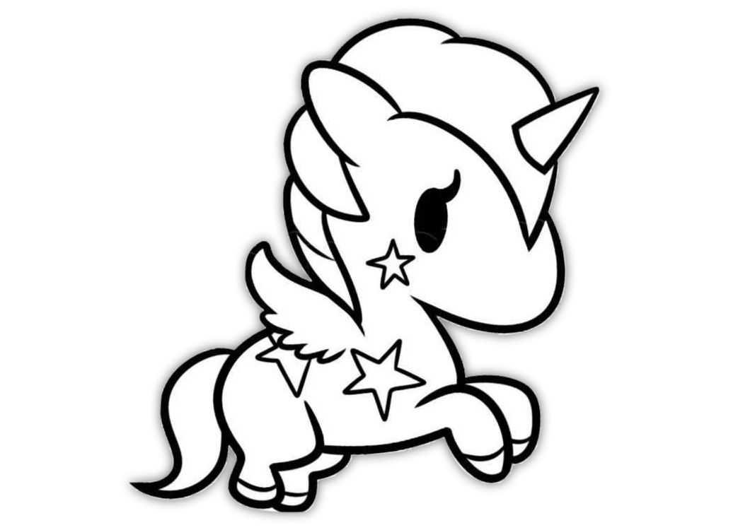 Cute Cartoon Unicorn Coloring Page