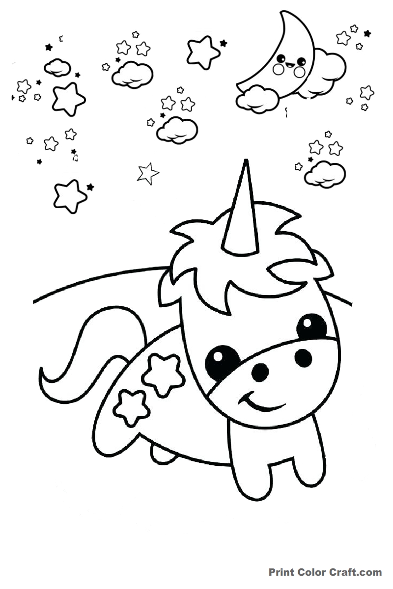 Easy Draw And Cute Unicorn Coloring Pages For Kids Print Color Craft