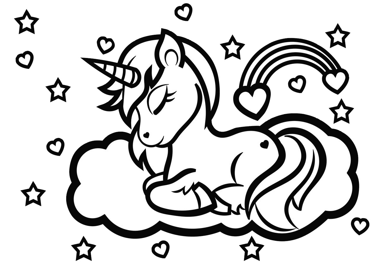 Free Printable Rainbow Unicorn Coloring Pages