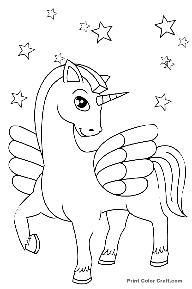 Unicorn Coloring Pages Easy / Unicorn Outline Simple Coloring Pages