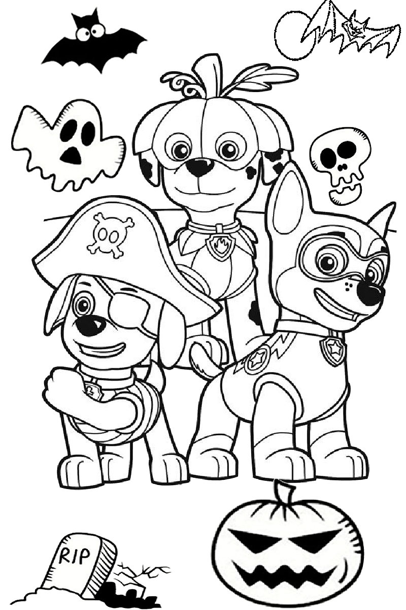 Cute and Scary Paw Patrol Coloring Pages for Halloween Activities