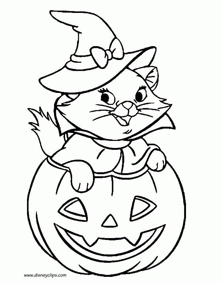 Download Disney Halloween Coloring Pages Cat with Witch Hat in ...