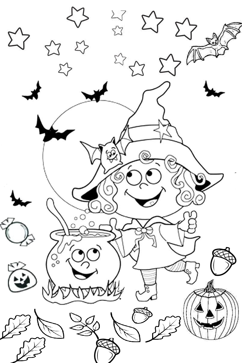 Halloween Cute Witch   Coloring Pages 