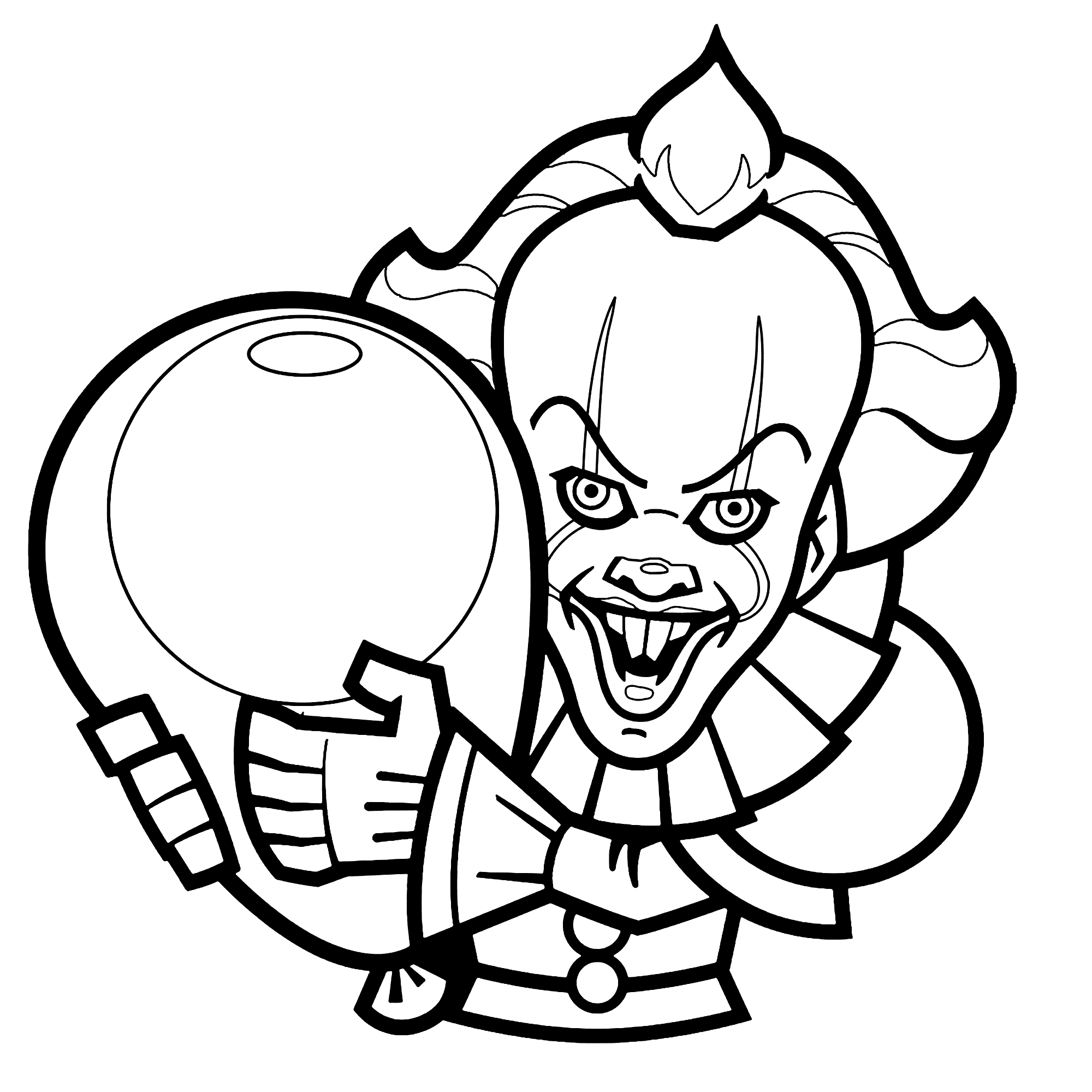 Scary Clown Costume Coloring Page for Halloween