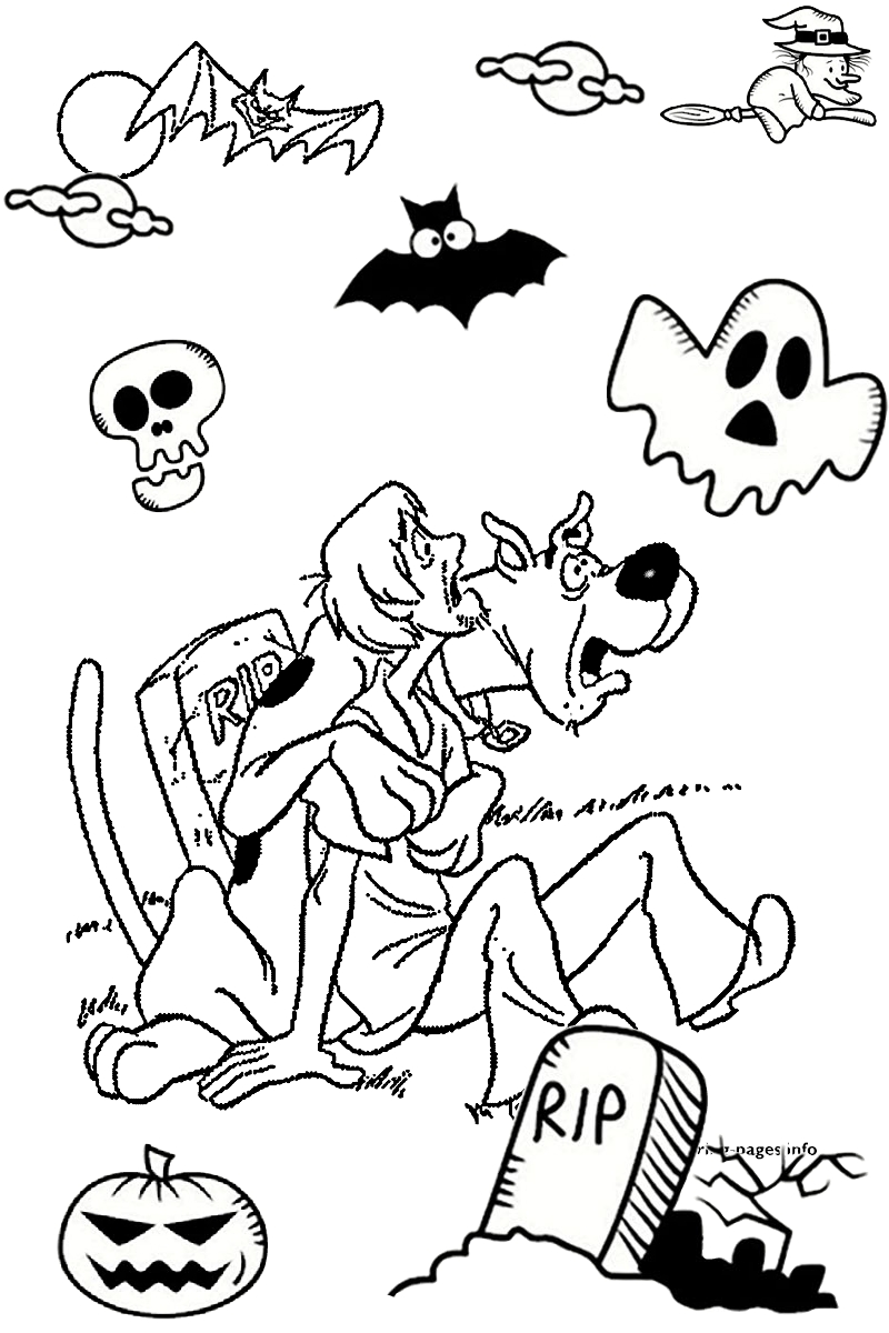 Spooky Halloween Scooby Doo And Shaggy Coloring Page Print